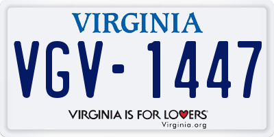 VA license plate VGV1447