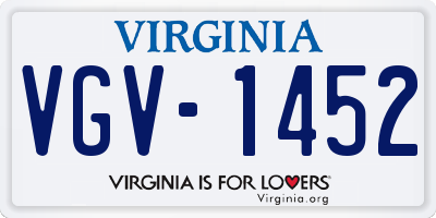 VA license plate VGV1452