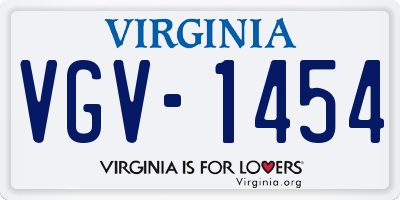VA license plate VGV1454