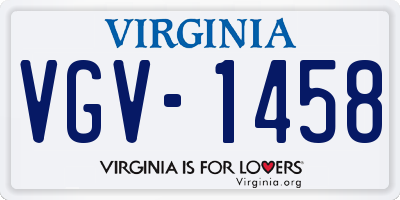 VA license plate VGV1458