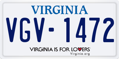 VA license plate VGV1472