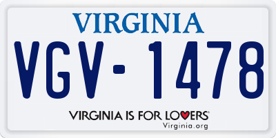 VA license plate VGV1478