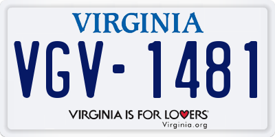 VA license plate VGV1481