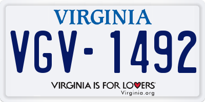 VA license plate VGV1492