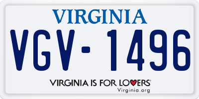 VA license plate VGV1496