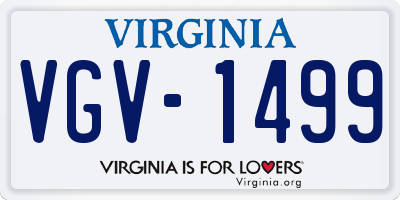 VA license plate VGV1499