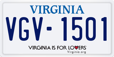 VA license plate VGV1501