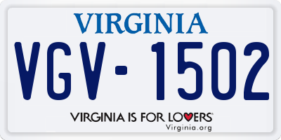 VA license plate VGV1502