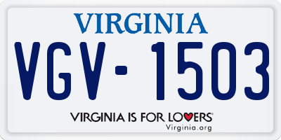 VA license plate VGV1503
