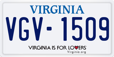 VA license plate VGV1509