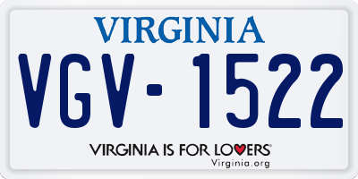 VA license plate VGV1522
