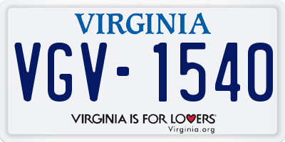 VA license plate VGV1540