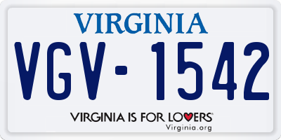 VA license plate VGV1542