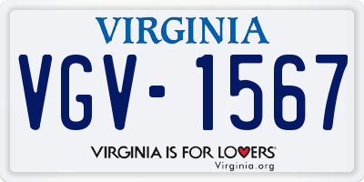 VA license plate VGV1567