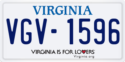 VA license plate VGV1596