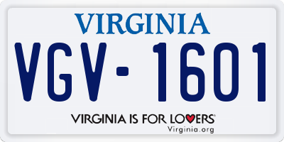 VA license plate VGV1601