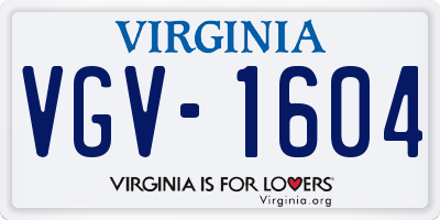 VA license plate VGV1604