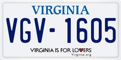 VA license plate VGV1605