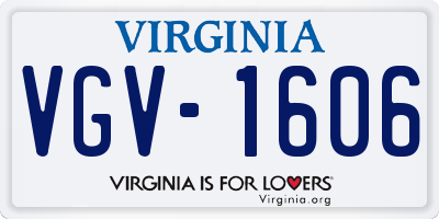 VA license plate VGV1606