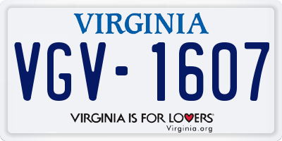 VA license plate VGV1607