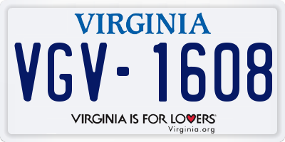 VA license plate VGV1608