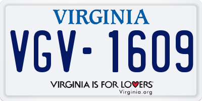 VA license plate VGV1609