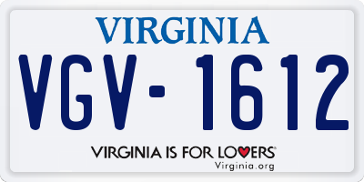 VA license plate VGV1612