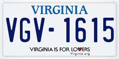 VA license plate VGV1615