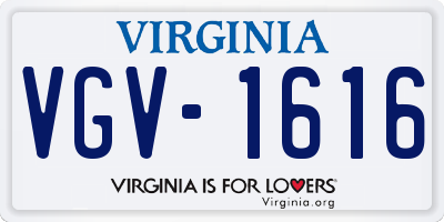 VA license plate VGV1616