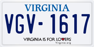 VA license plate VGV1617