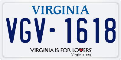 VA license plate VGV1618