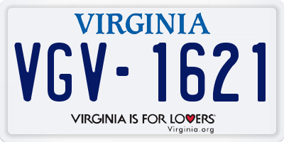 VA license plate VGV1621