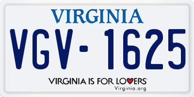 VA license plate VGV1625