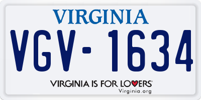 VA license plate VGV1634