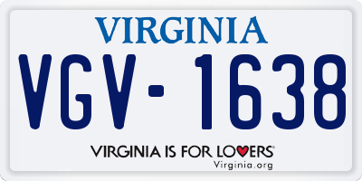 VA license plate VGV1638