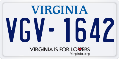 VA license plate VGV1642