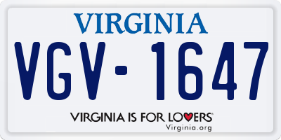 VA license plate VGV1647