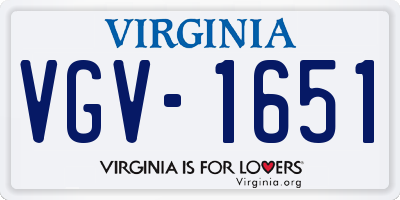 VA license plate VGV1651