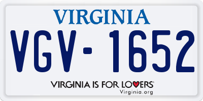 VA license plate VGV1652