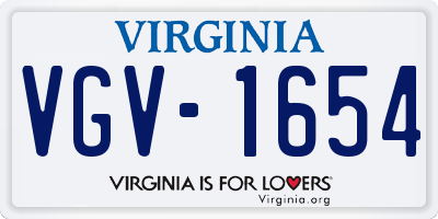 VA license plate VGV1654