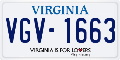 VA license plate VGV1663