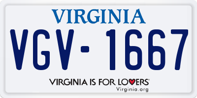 VA license plate VGV1667