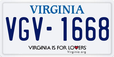 VA license plate VGV1668