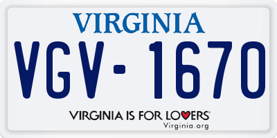 VA license plate VGV1670