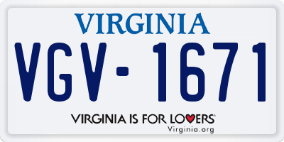 VA license plate VGV1671