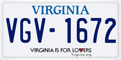 VA license plate VGV1672