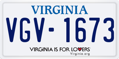 VA license plate VGV1673