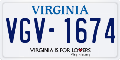 VA license plate VGV1674