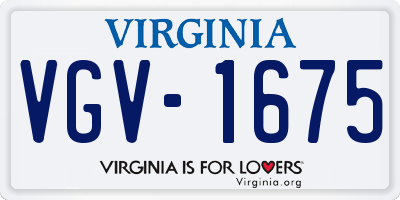 VA license plate VGV1675