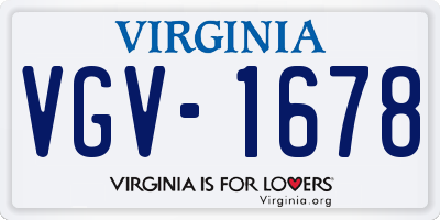 VA license plate VGV1678